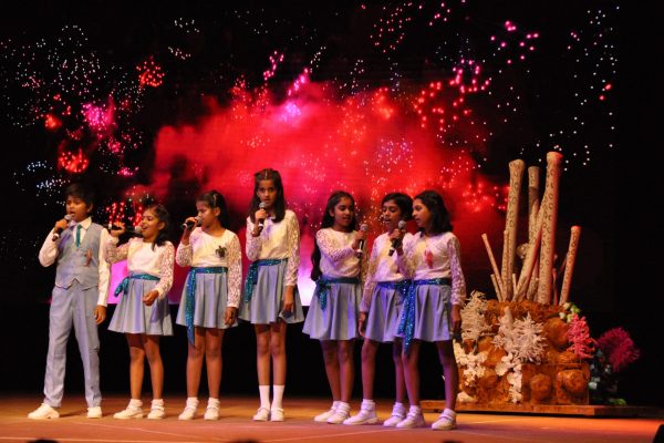 Students performing at the Primary School Annual Production - Message in a Bottle, 2018